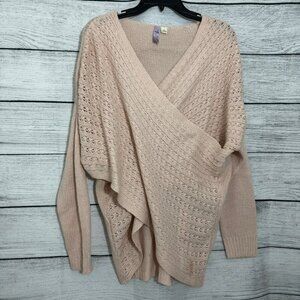 Alya Pink Knit Wrap CrissCross Sweater Size L